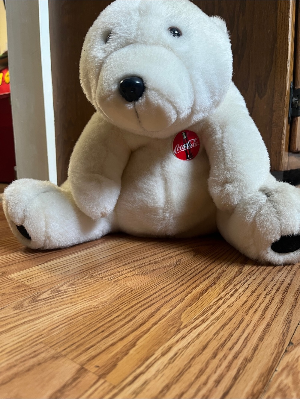 Coca Cola White Polar Bear Plush with Red Logo Badge
